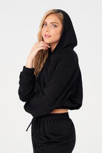 Load image into Gallery viewer, ONZIE - CINCH CROP HOODIE - BLACK