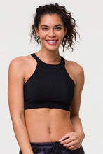 Load image into Gallery viewer, ONZIE - HIGH NECK CROP TOP - BLACK RIB
